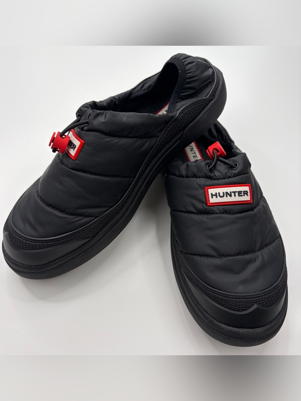 Hunter Black In/Out Insulated Puffer Slipper GUC sz 9